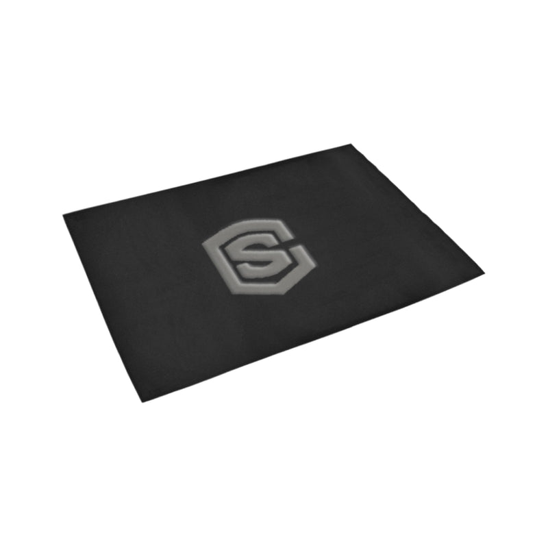 Black Door Mat with Gray Logo Doormat 24" x 16" (Sponge Material)