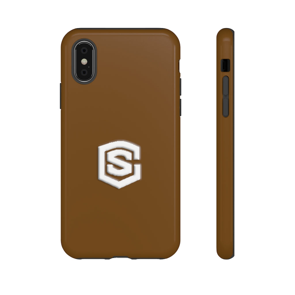 Brown Tough Cases White Logo