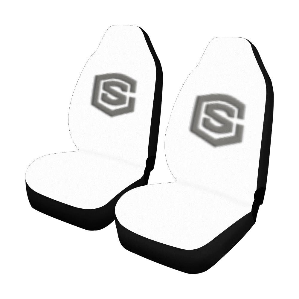 White Car Seat Covers Grey Logo Car Seat Covers (Set of 2)