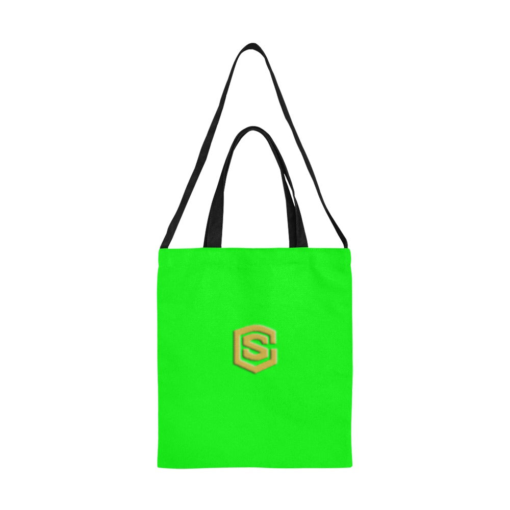 Green All Over Print Canvas Tote Bag With Gold Logo All Over Print Canvas Tote Bag(Model1698)(Medium)