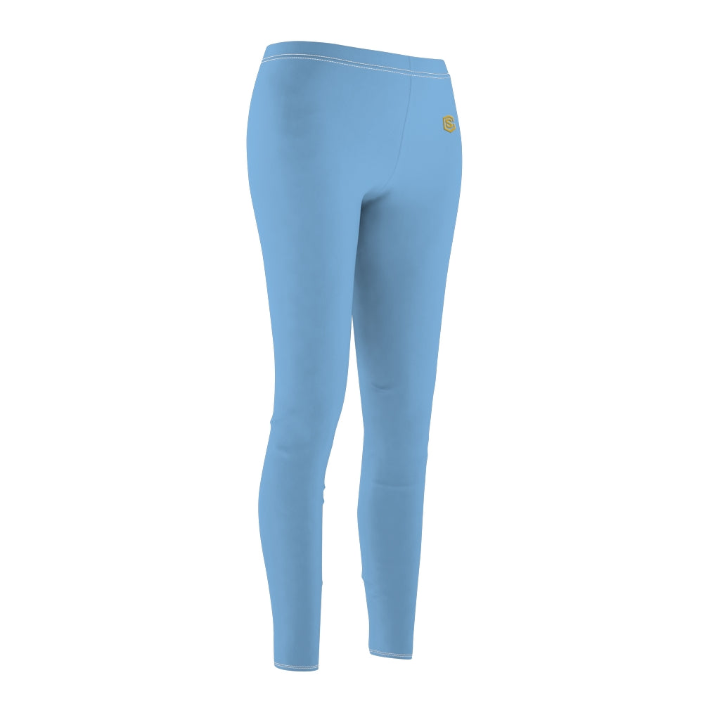 Blue Women's Cut & Sew Casual Leggings Gold logo