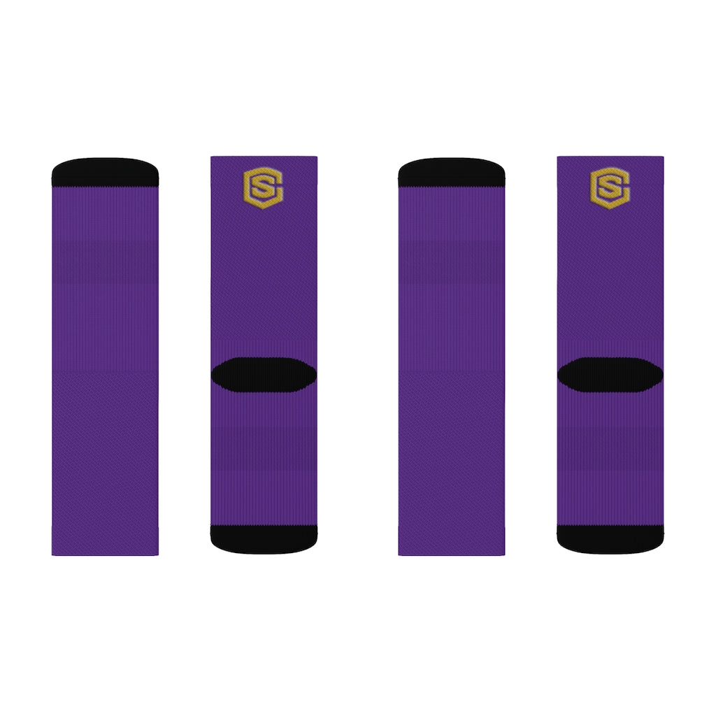 Purple Sublimation Socks Gold Logo