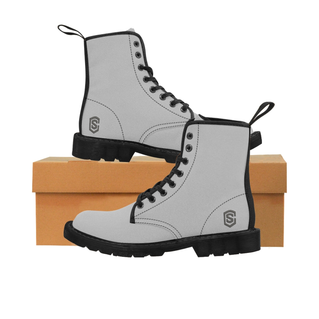 Grey Men's Canvas Boots Silver Logo