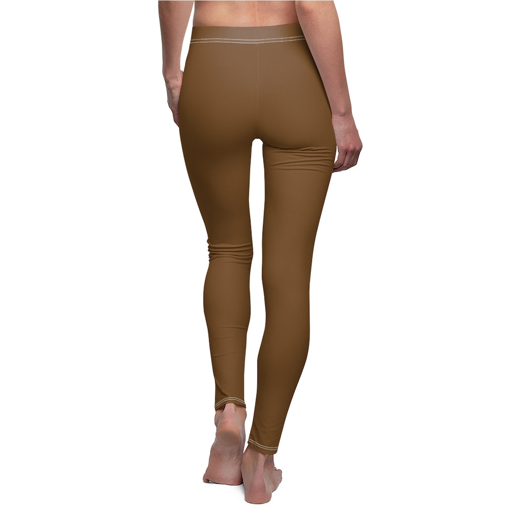 Brown Women's Cut & Sew Casual Leggings Gold logo