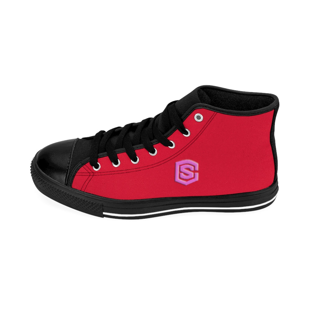 red Men's High-top Sneakers - pink logo
