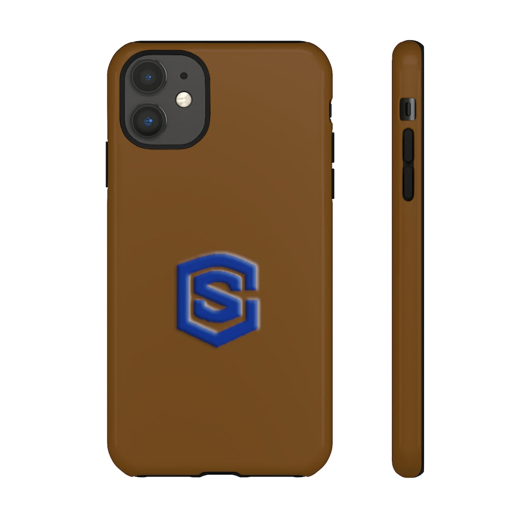 Brown Tough Cases Blue Logo