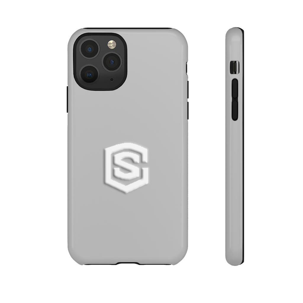 Grey Tough Cases White Logo