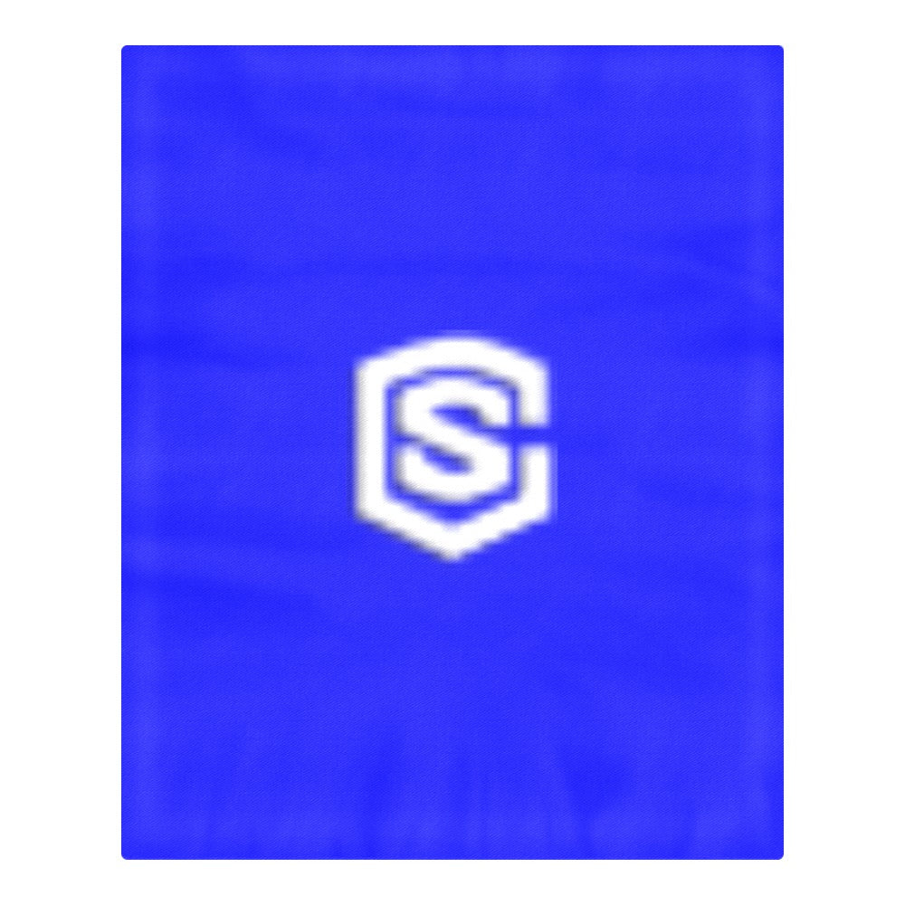 Blue 3-Piece Bedding Set (1 Duvet Cover 86"x70"; 2 Pillowcases 20"x30")(One Side) wtih White Logo 3-Piece Bedding Set (1 Duvet Cover 86"x70"; 2 Pillowcases 20"x30")(One Side)