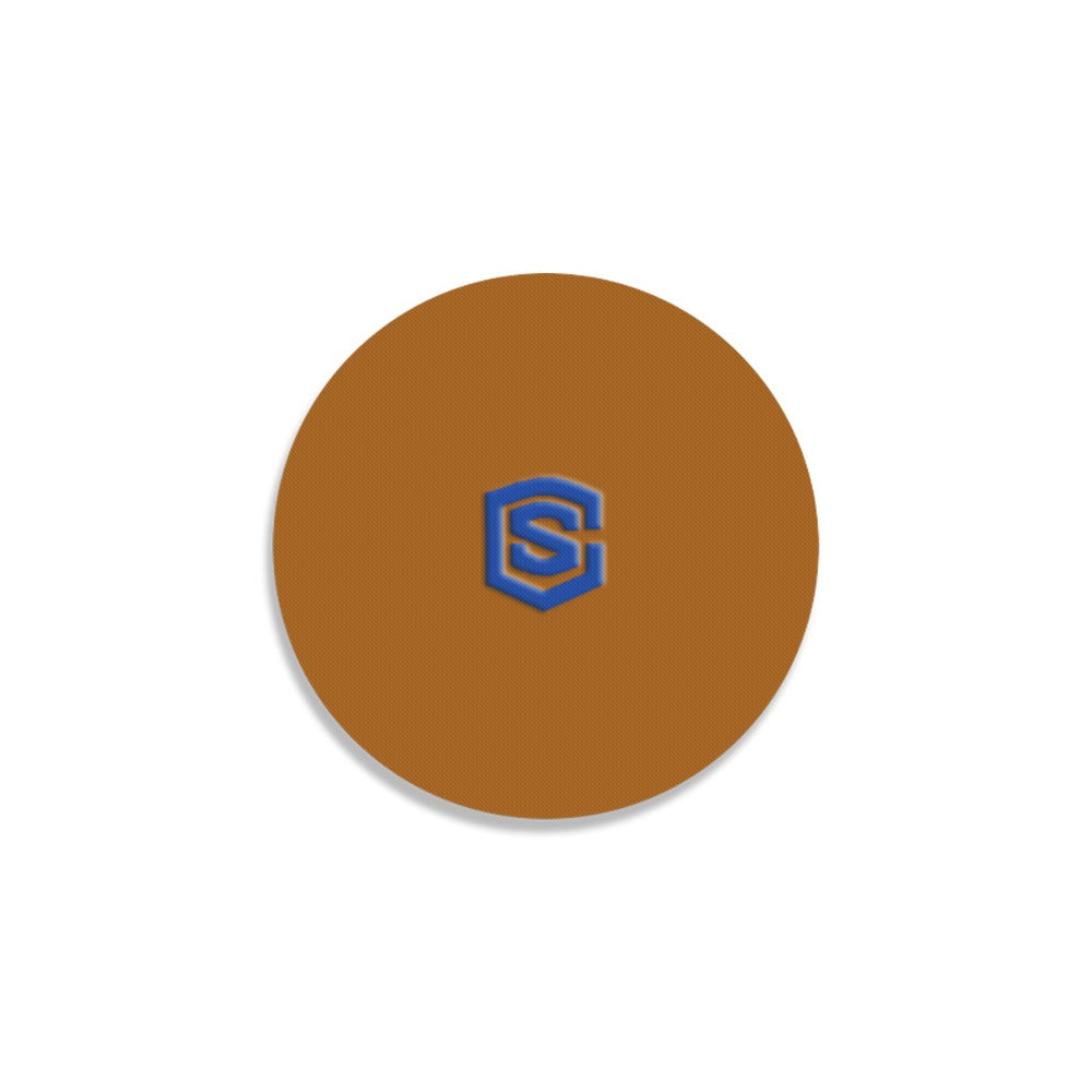 Brown Round Coaster with Blue Logo Round Coaster