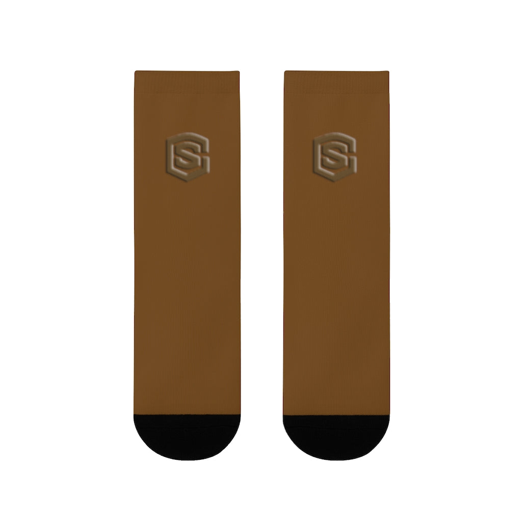 Brown Sublimation Crew Socks (EU) Brown Logo