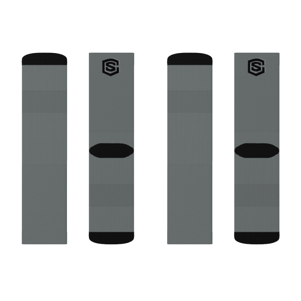 Grey Sublimation Socks Black Logo