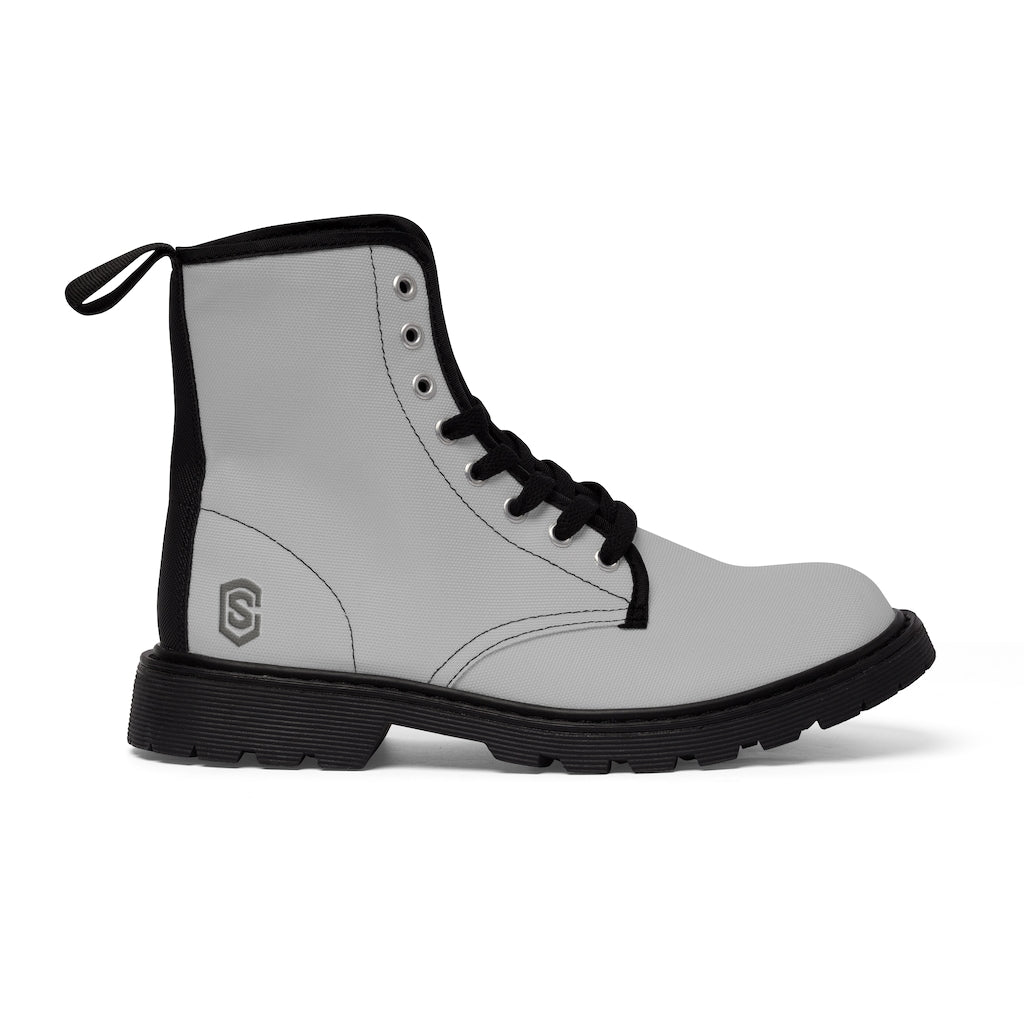 Grey Men's Canvas Boots Silver Logo