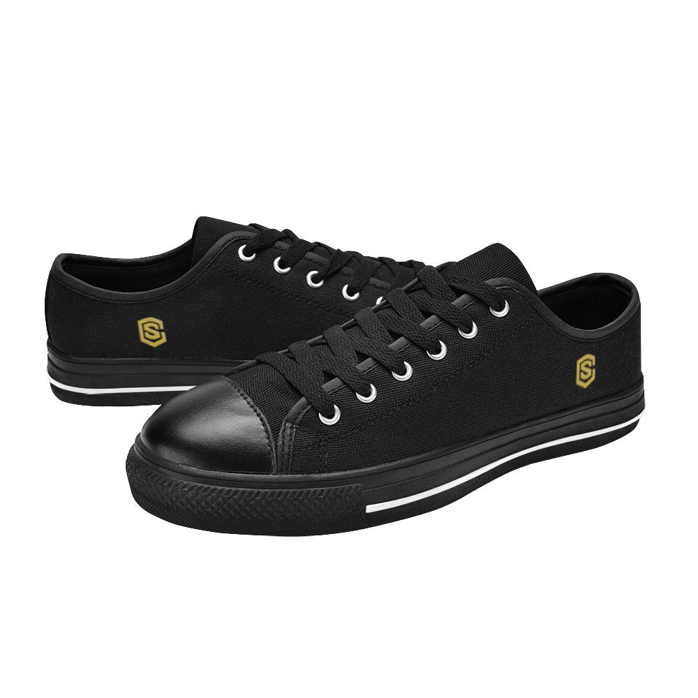 Gold Logo Men's Classic Canvas Shoes (Model 018)