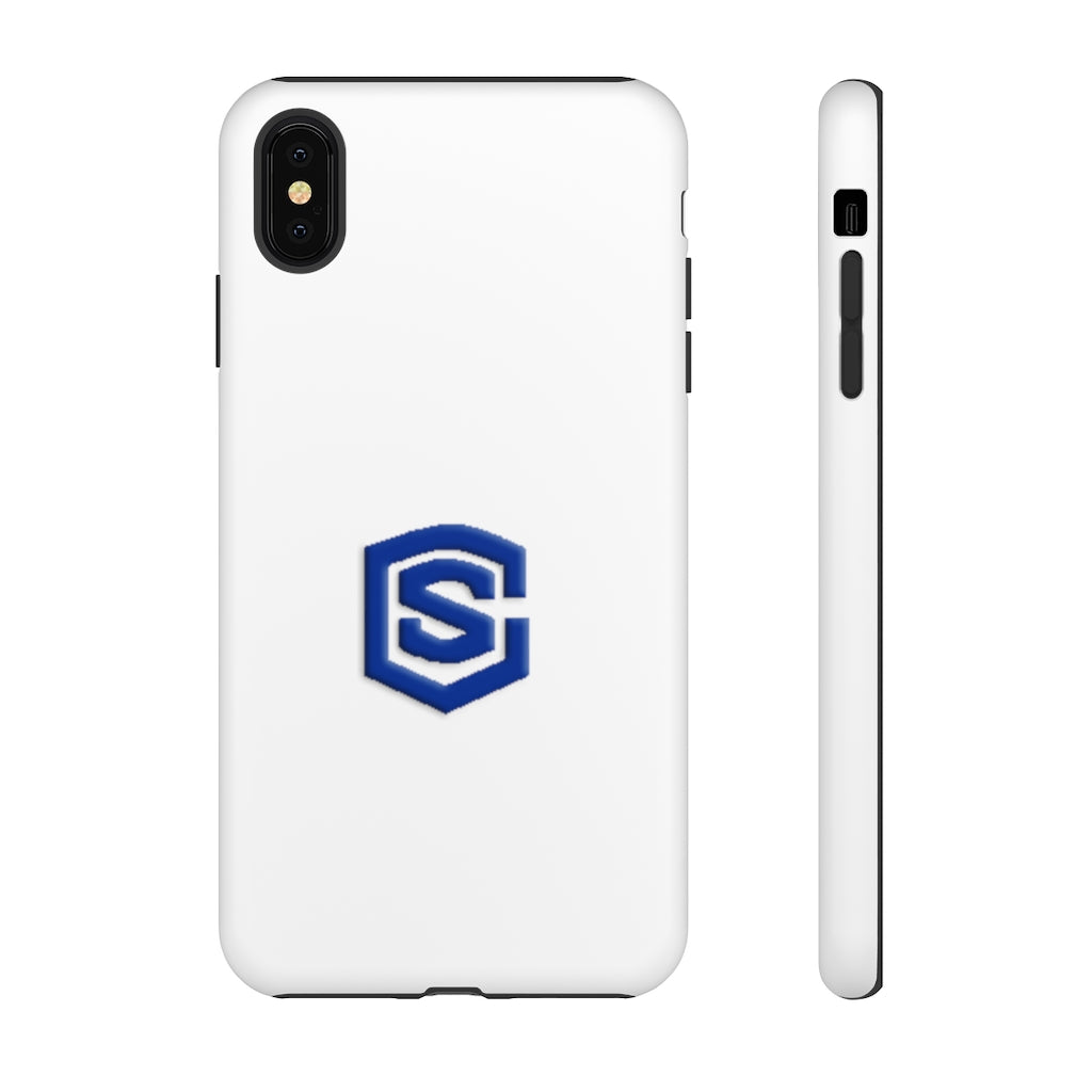 White Tough Cases Blue Logo