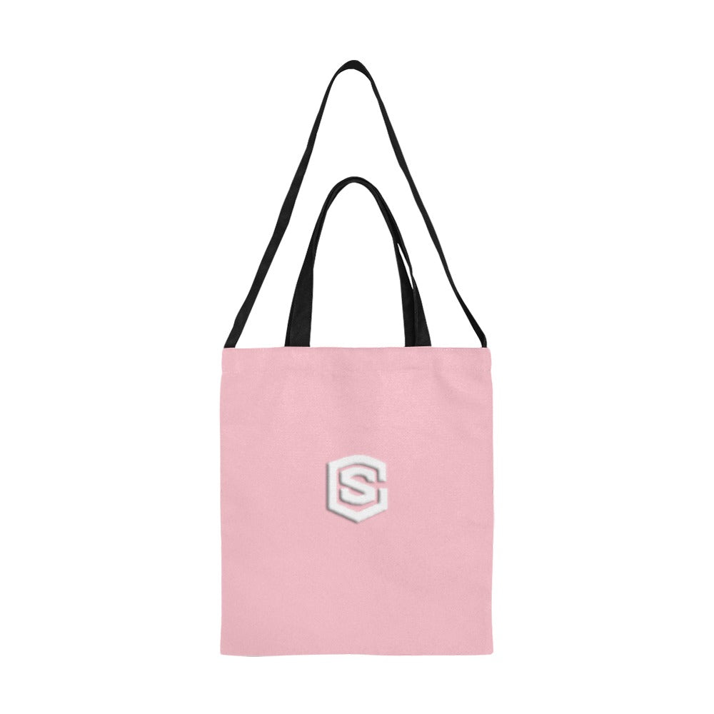Pink All Over Print Canvas Tote Bag With White Logo All Over Print Canvas Tote Bag(Model1698)(Medium)