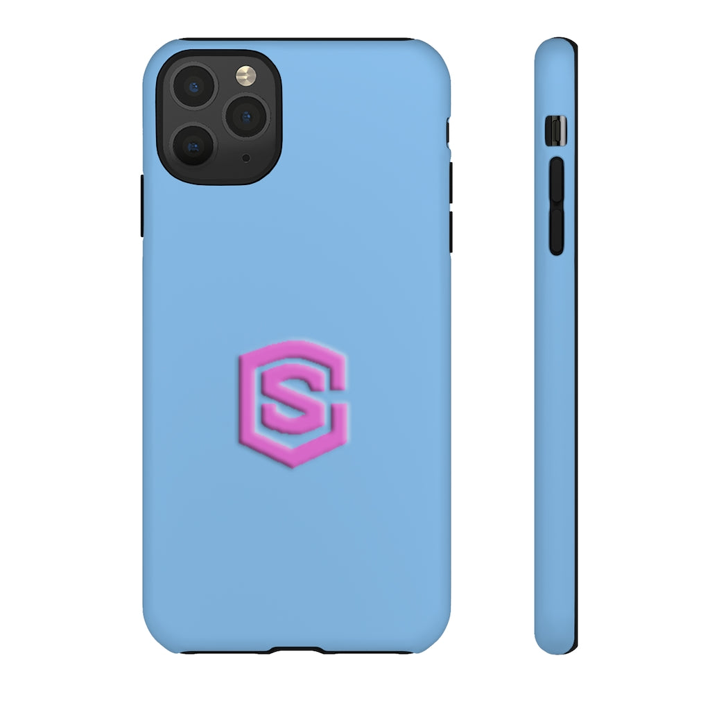 Blue Tough Cases Pink Logo