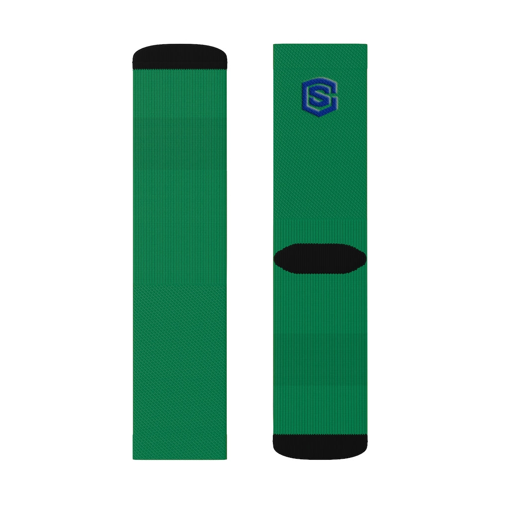 Green Sublimation Socks Blue Logo