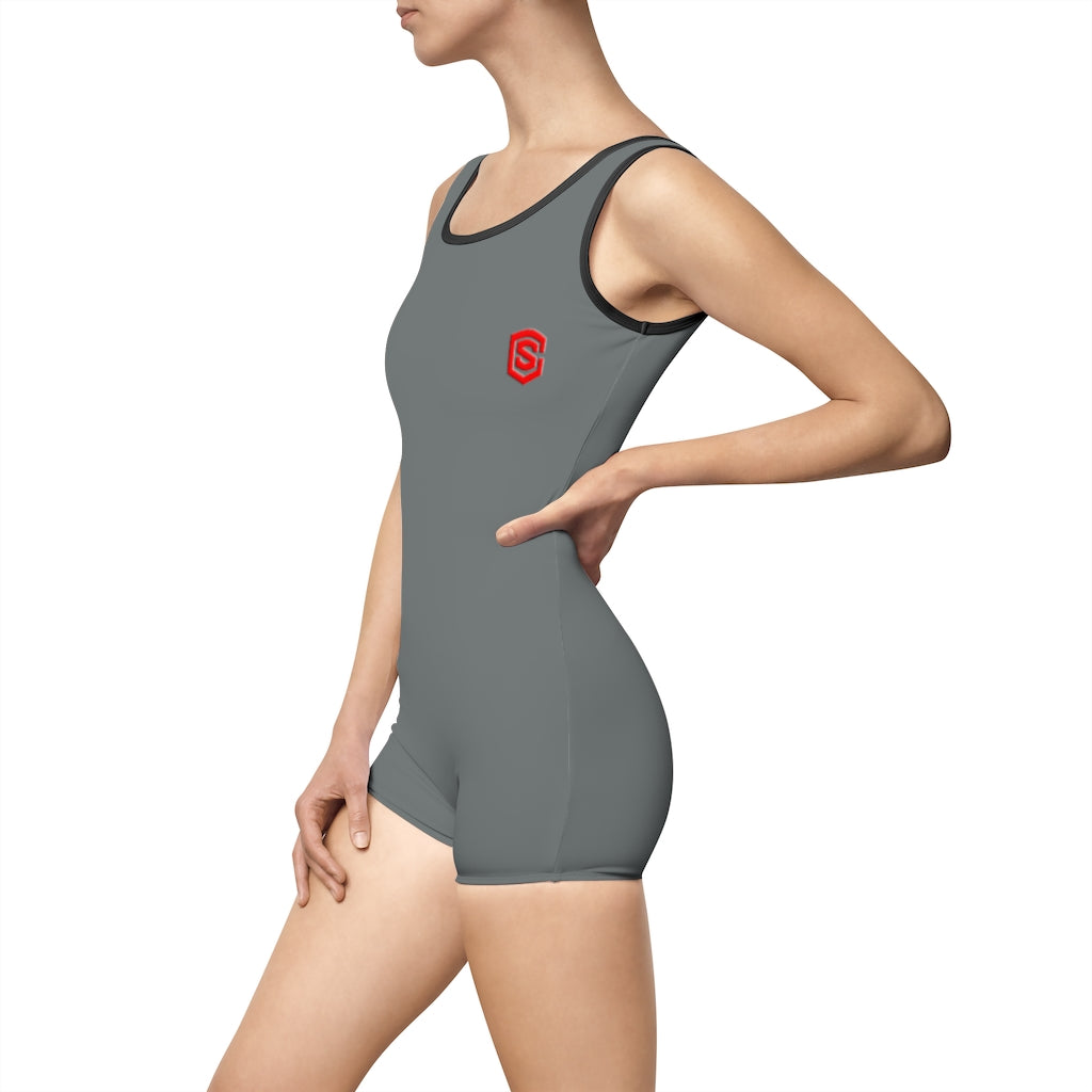 Grey Women's Vintage Swimsuit Red Logo