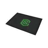 Black Door Mat with Green Logo Doormat 24" x 16" (Sponge Material)