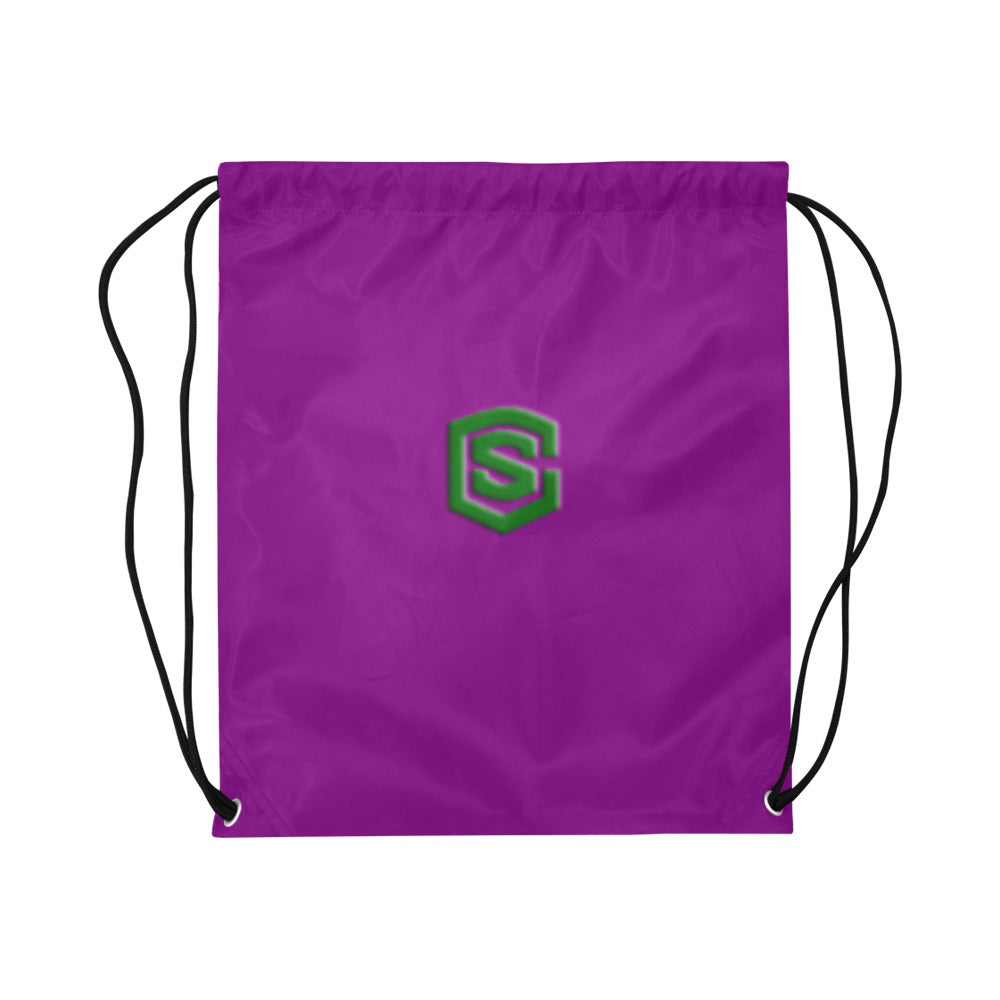 Purple Drawstring Bags Large With Green Logo Drawstring Bags (Model 1604) (Large)