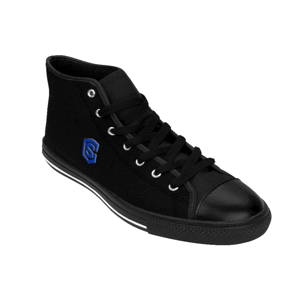 black Men's High-top Sneakers - blue logo
