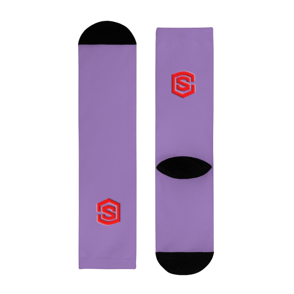 Purple Sublimation Crew Socks (EU) Red Logo