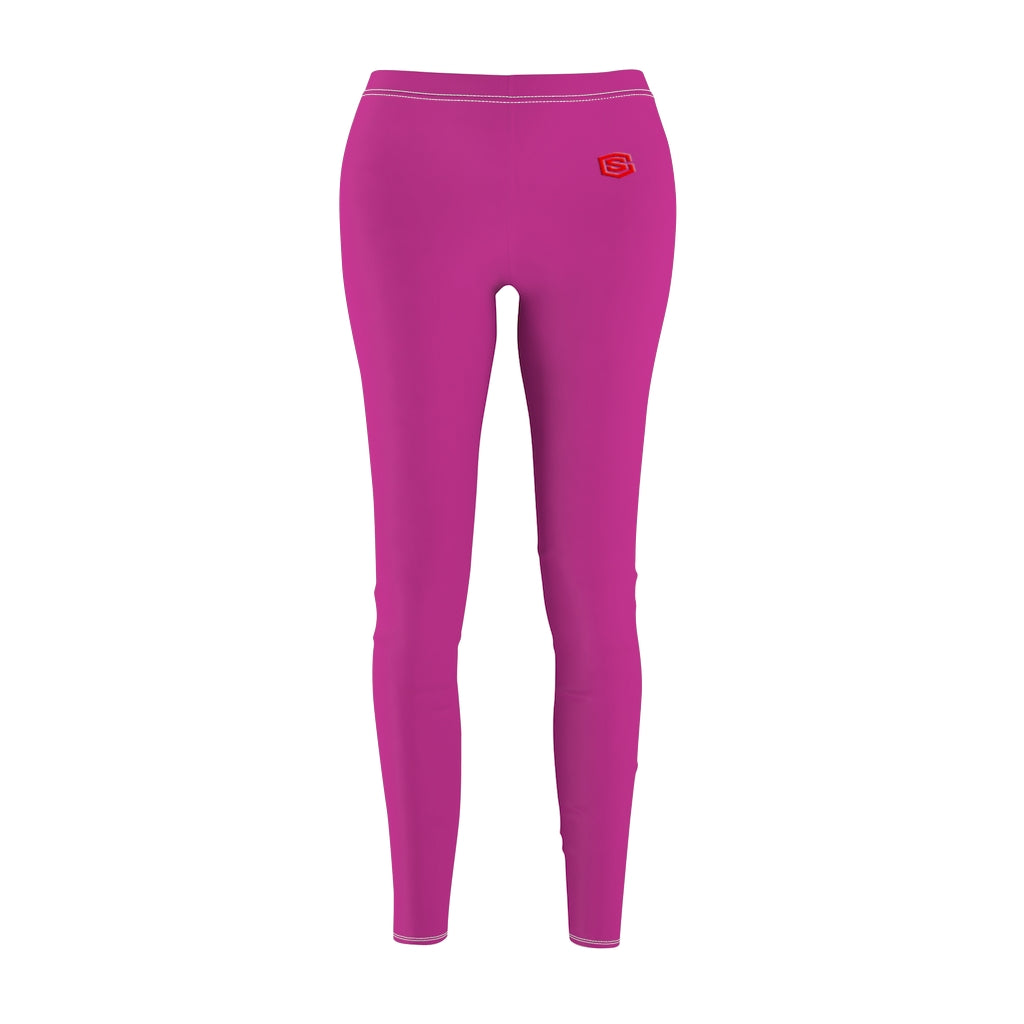 Pink Women's Cut & Sew Casual Leggings Red logo