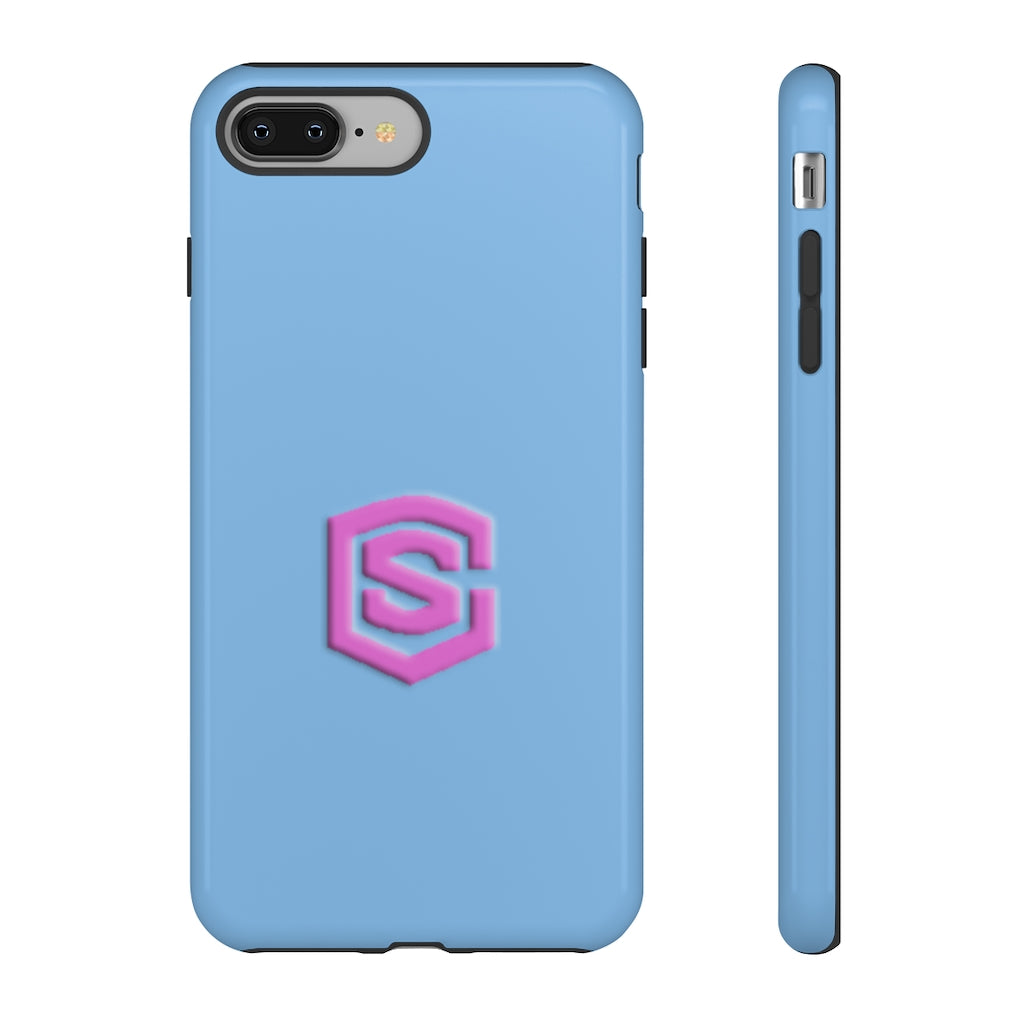 Blue Tough Cases Pink Logo
