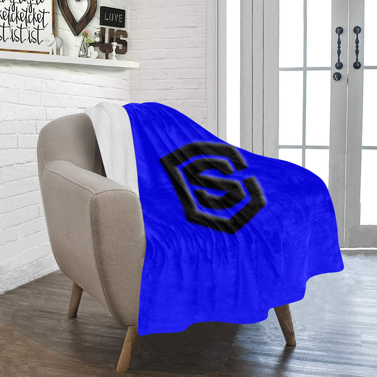 Blue Ultra-Soft Micro Fleece Blanket with Black Logo Ultra-Soft Micro Fleece Blanket 30"x40"