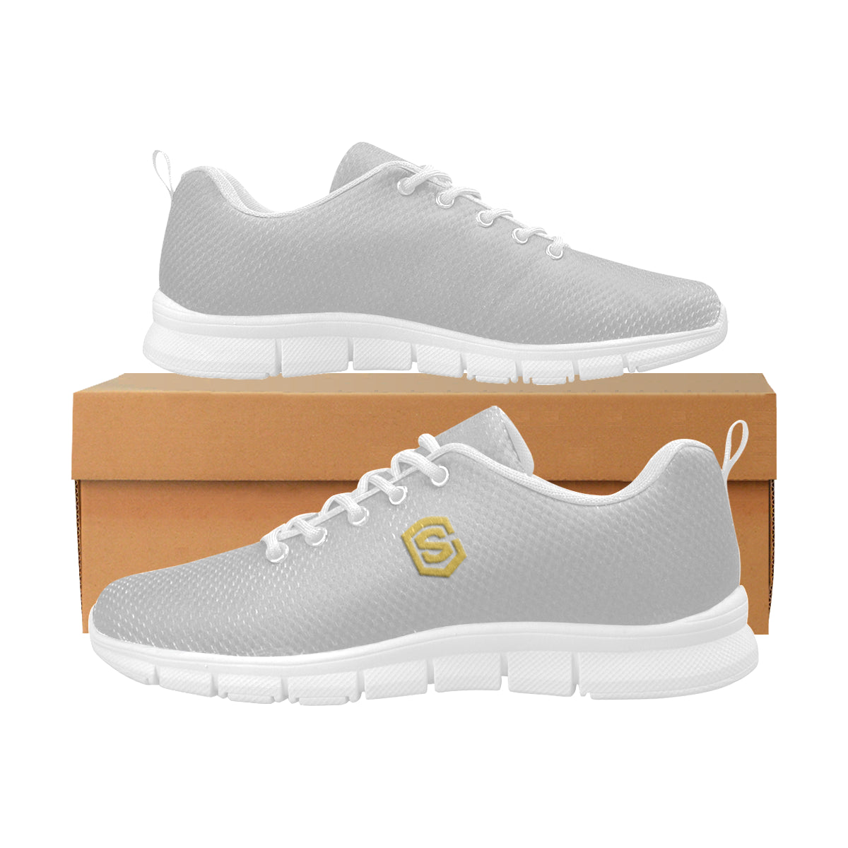 gold logo Women's Breathable Running Shoes (Model 055)