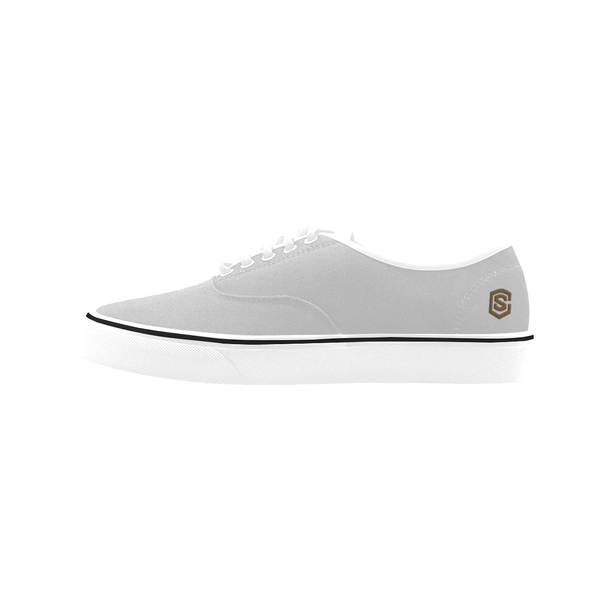 brown logo Classic Women's Canvas Low Top Shoes (Model E001-4)