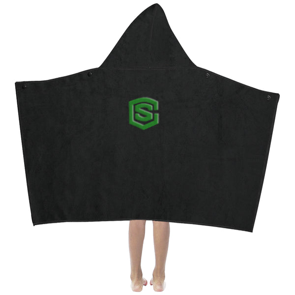 Black Kids' Hooded Bath Towels with Green Logo Kids' Hooded Bath Towels