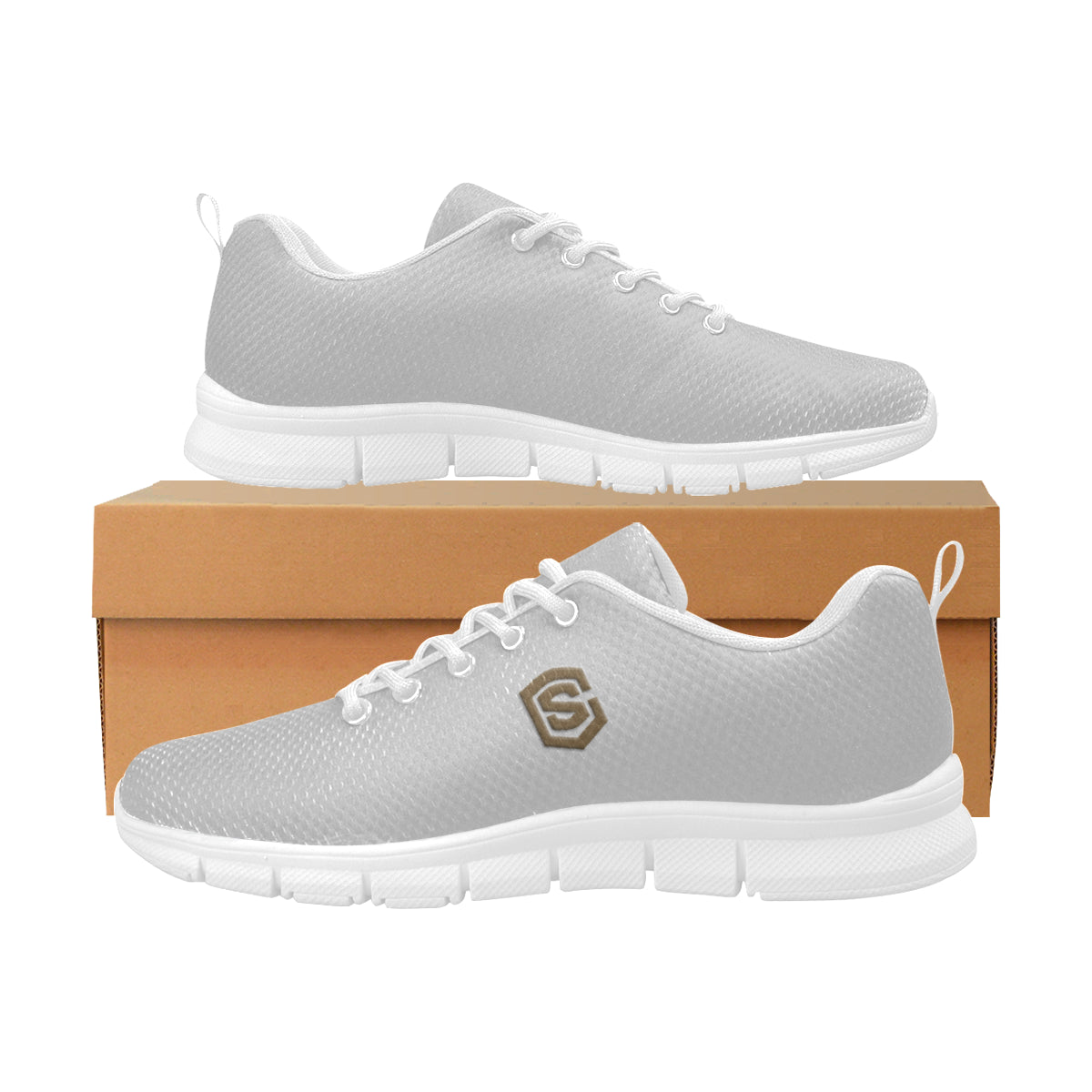 brown logo Women's Breathable Running Shoes (Model 055)