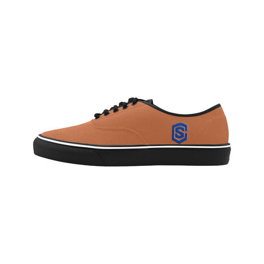 blue logo Classic Men's Canvas Low Top Shoes/Large (Model E001-4)
