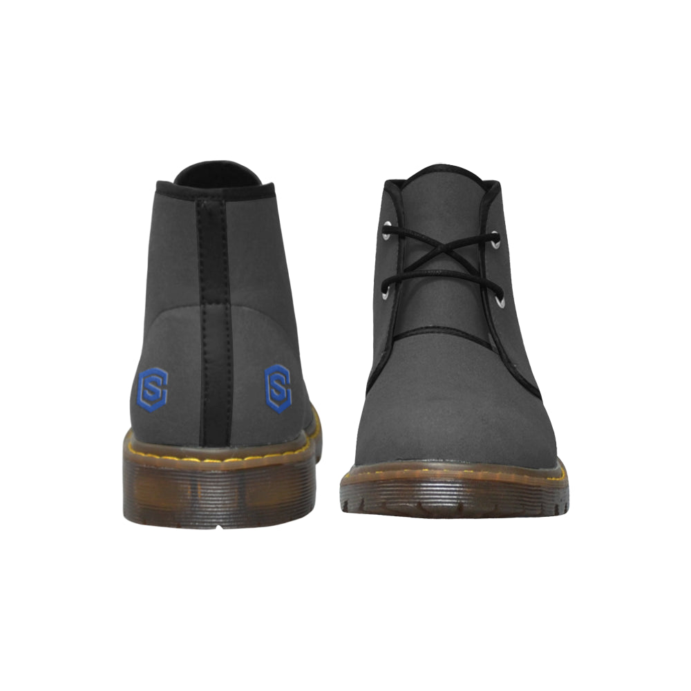 Black Men's Nubuck Chukka Boots Blue logo Men's Nubuck Chukka Boots (Model 2402)