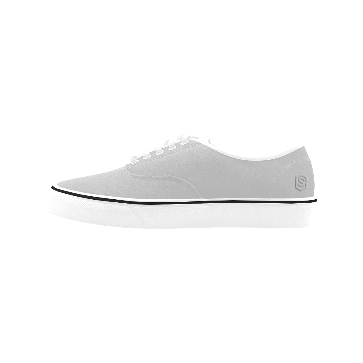 silver logo Classic Women's Canvas Low Top Shoes (Model E001-4)