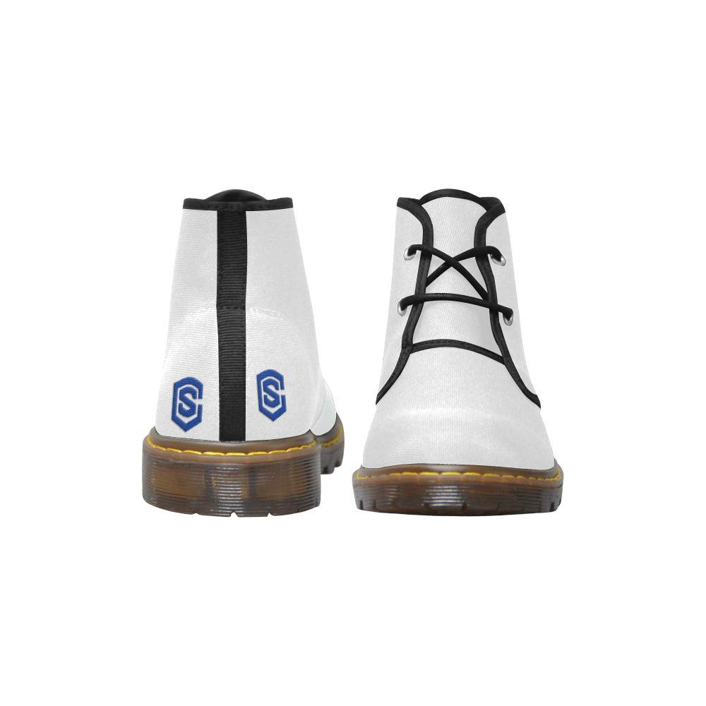 blue logo Women's Canvas Chukka Boots (Model 2402-1)