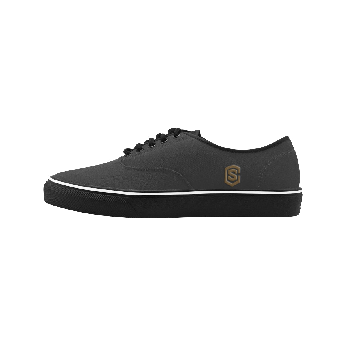 Brown logo Classic Men's Canvas Low Top Shoes/Large (Model E001-4)
