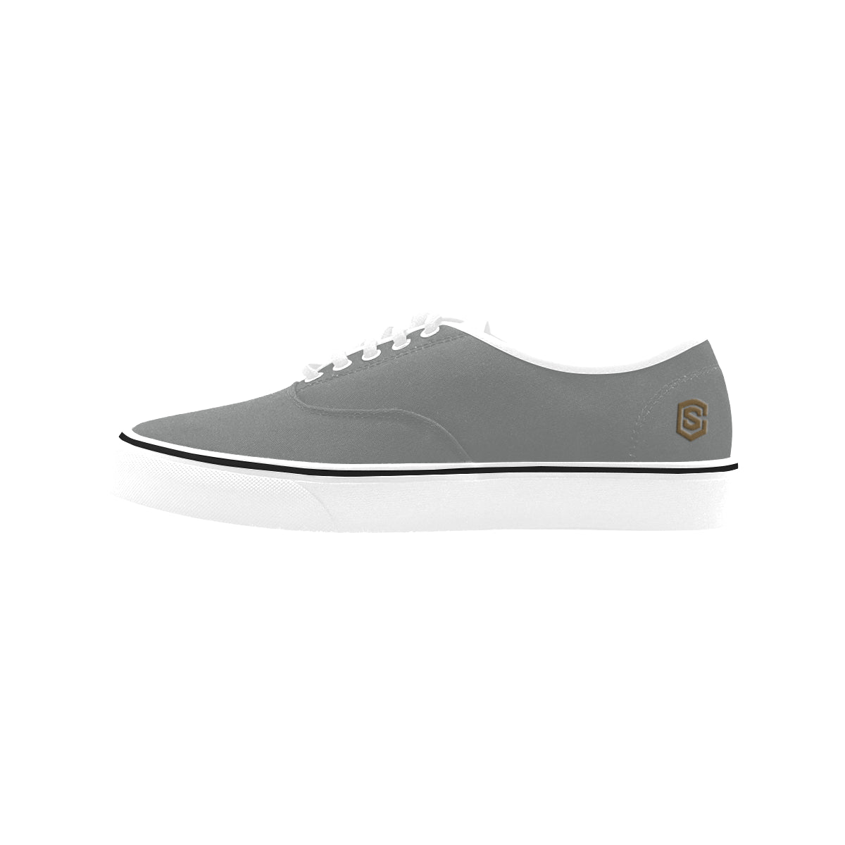 brown logo Classic Women's Canvas Low Top Shoes (Model E001-4)