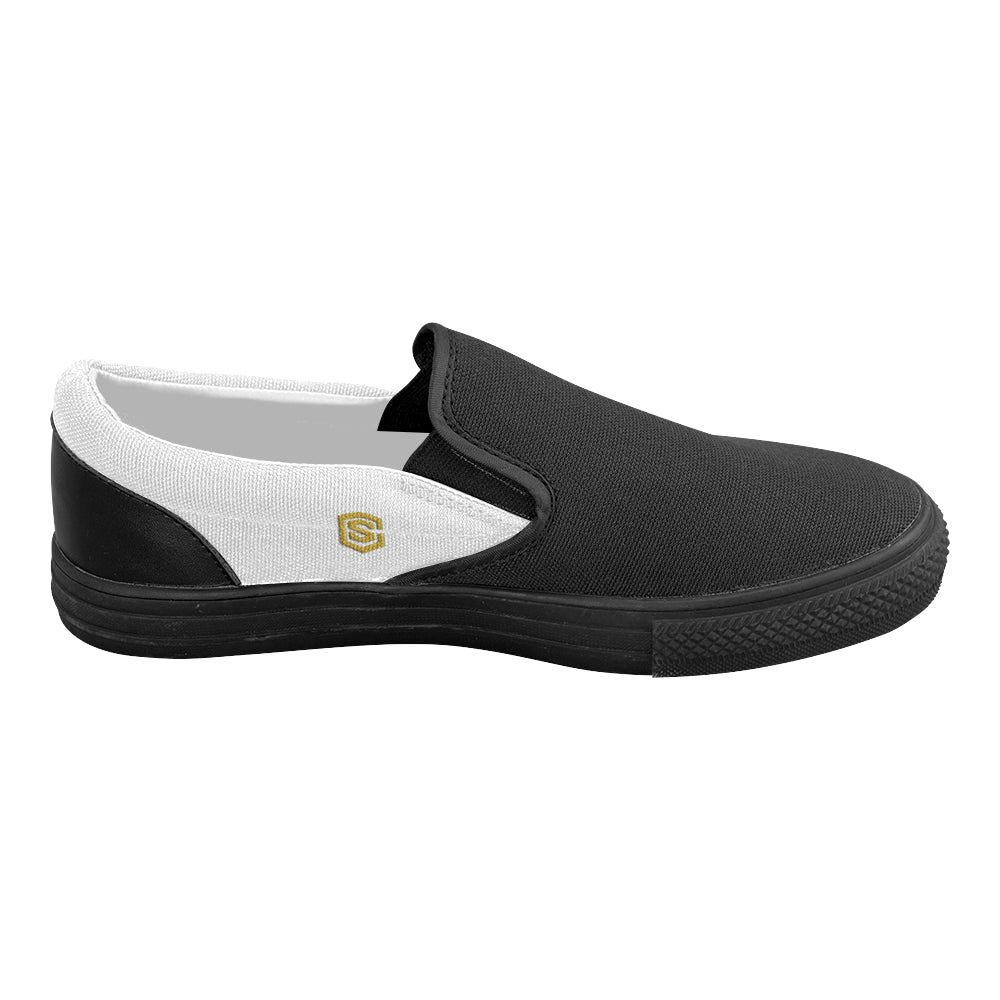 gold logo Women's Slip-on Canvas Shoes (Model 019)