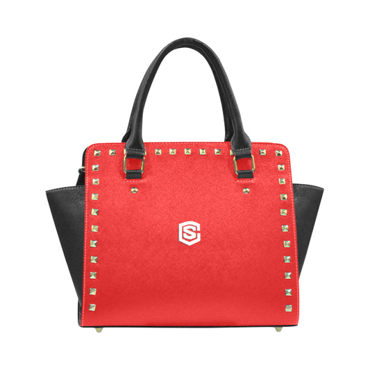 RED RIVET SHOULDER HANDBAG white logo Rivet Shoulder Handbag (Model 1645)