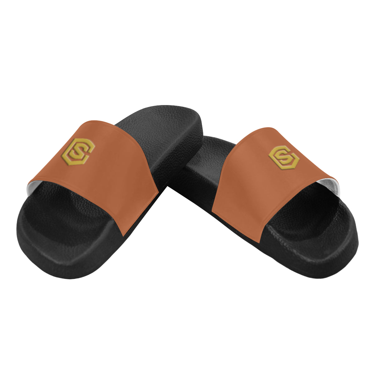 gold logo Men's Slide Sandals (Model 057)