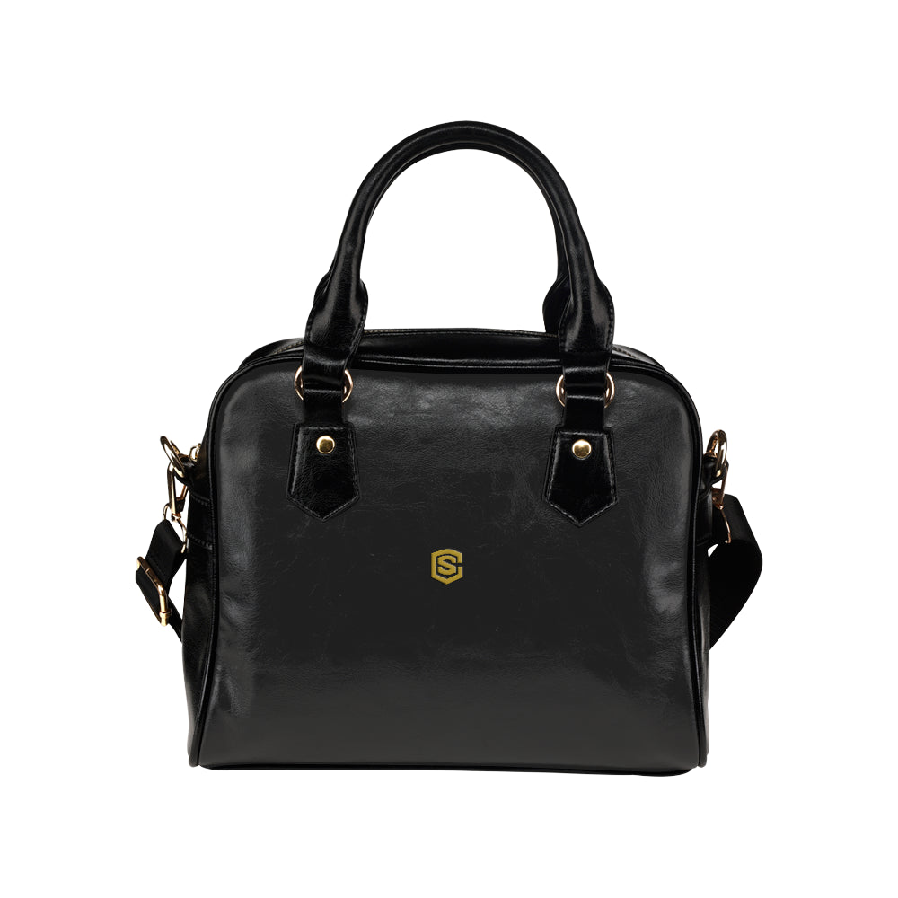 BLACK Shoulder Handbag gold logo Shoulder Handbag (Model 1634)