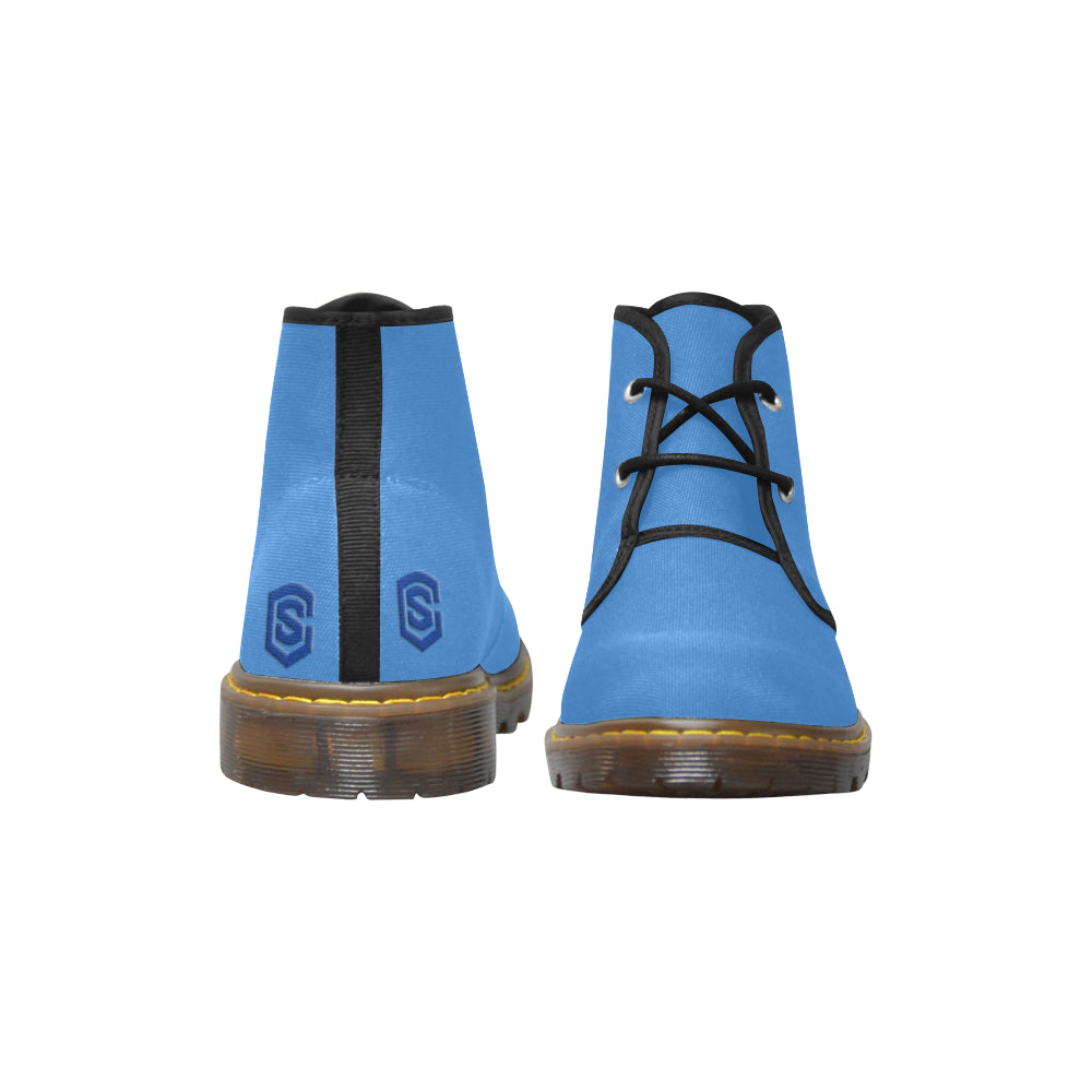 blue logo Women's Canvas Chukka Boots (Model 2402-1)