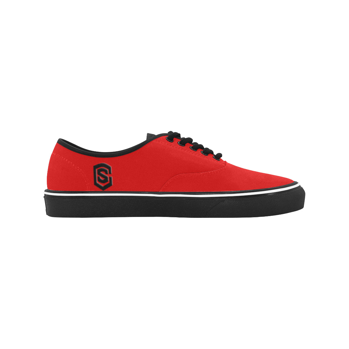 black logo Classic Men's Canvas Low Top Shoes/Large (Model E001-4)