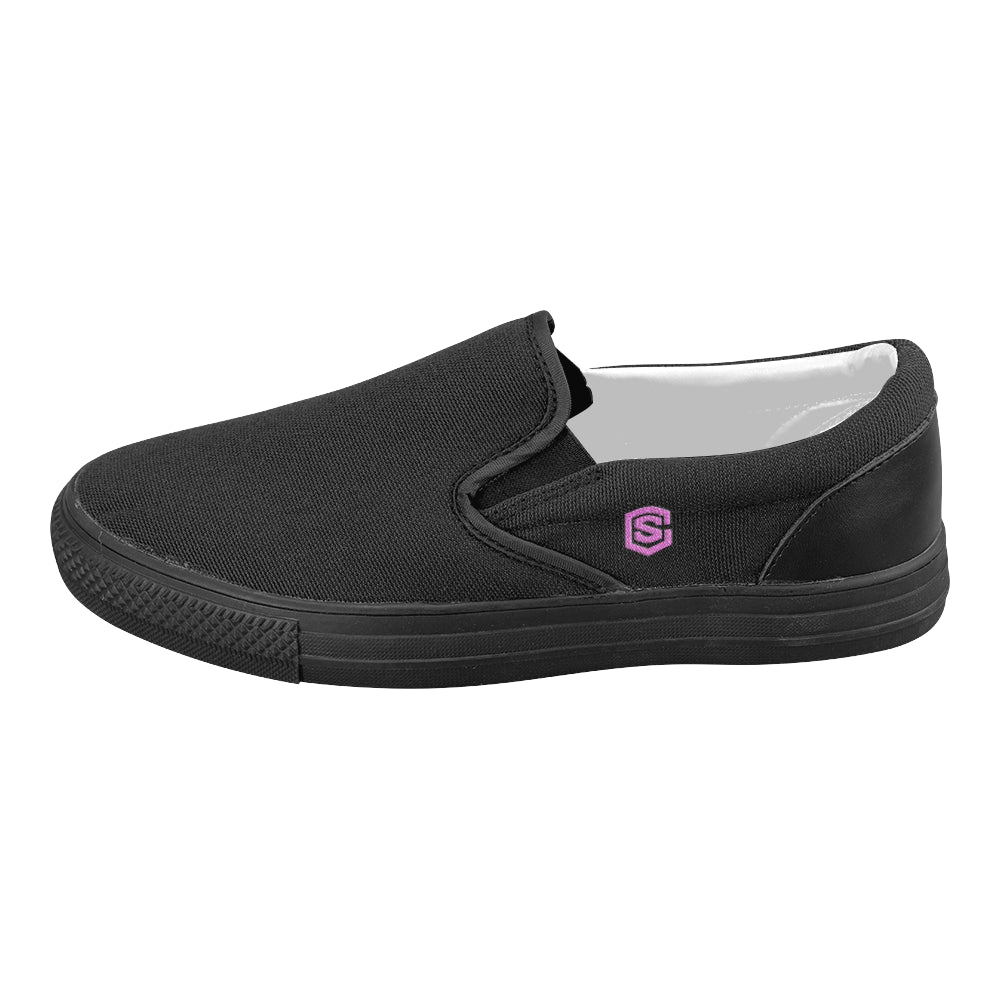 pink logo Women's Slip-on Canvas Shoes (Model 019)