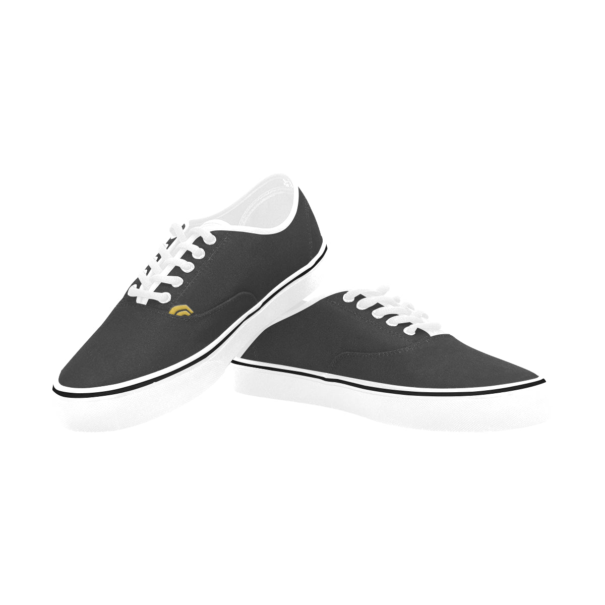gold logo Classic Women's Canvas Low Top Shoes (Model E001-4)