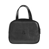 BLACK LEATHER TOP HANDLE HANDBAG  black logo Leather Top Handle Handbag (Model 1662)