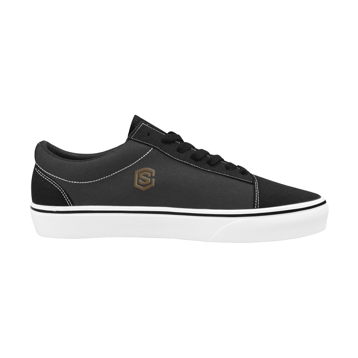 brown logo Women's Low Top Skateboarding Shoes (Model E001-2)