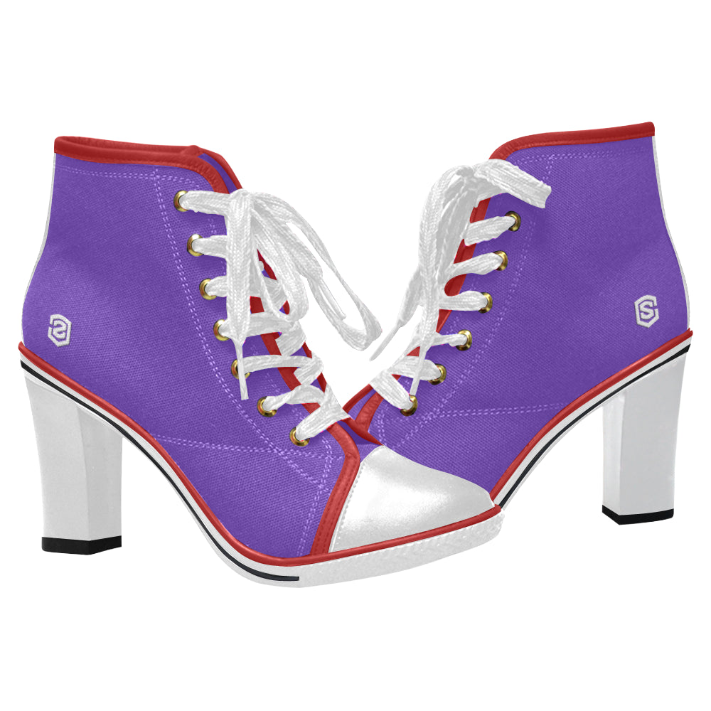 white logo Women's Lace Up Chunky Heel Ankle Booties (Model 054)